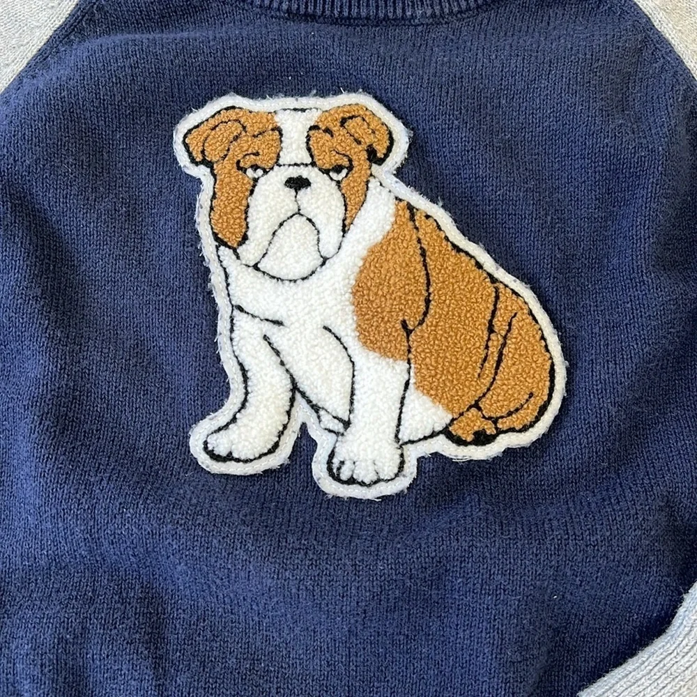 Janie and jack bulldog appliqué knit sweater